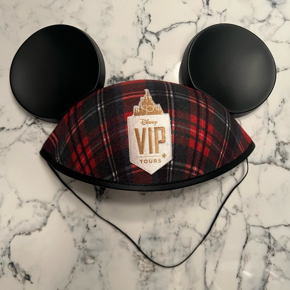 Disney World 50th Anniversary VIP Tours Hat Plaid Mickey Ears COLLECTORS EDITION